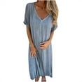 thumbnail image 1 of EINCcm Women Plus Size Summer Dresses Linen Cotton V Neck Short Sleeve Thin Cover up Loose Comfort Maxi Cover-ups Dress, 1 of 6