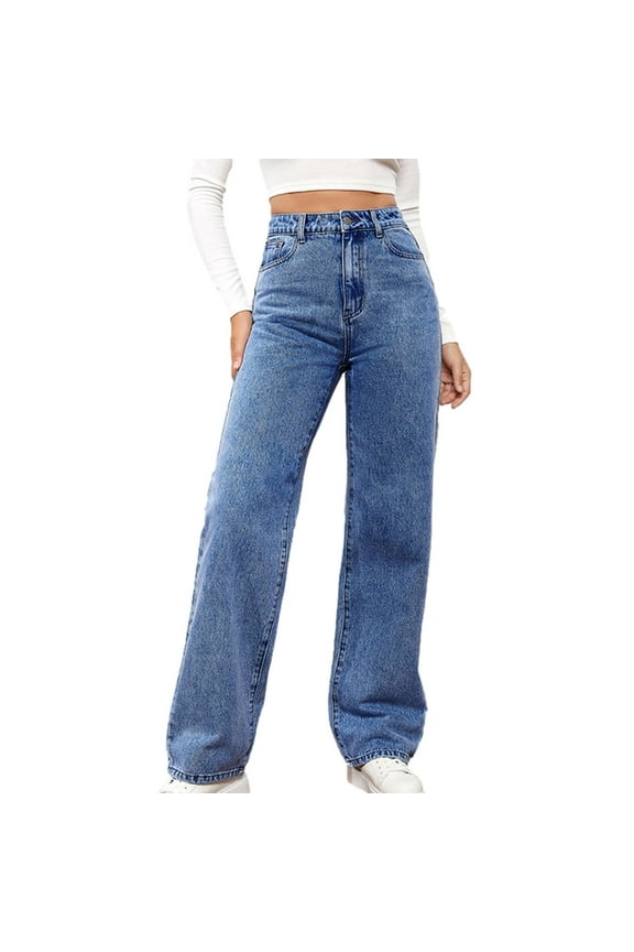Women Wide Leg High Rise Jeans Straight Loose Stretchy Denim Jean Trouser Palazzo Pants