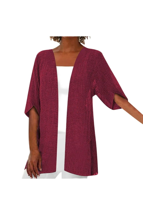 Women's Casual Cardigans Cotton Lightweight Open Front Short Sleeve Tops Tops Loose Cardigan Tops