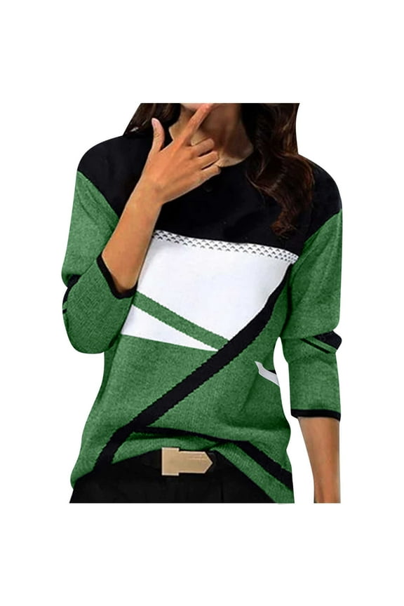 Women’s Casual Sweater Pullover Fall Color Winter Basic Sweatshirt Long Sleeve Cozy Knitted Jumper Tops Loose Fit