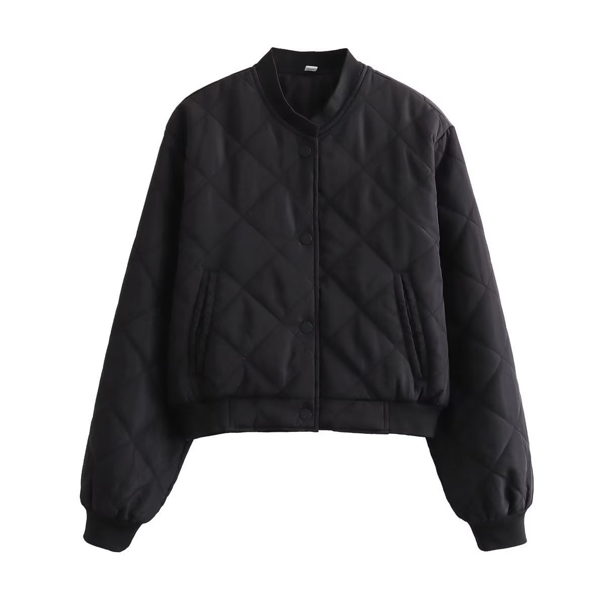 Flygo Women's Cropped Floral Bomber Jacket - Fleece Varsity Jacket With Puff Sleeves, Button-Down, Warm Casual Outerwear
