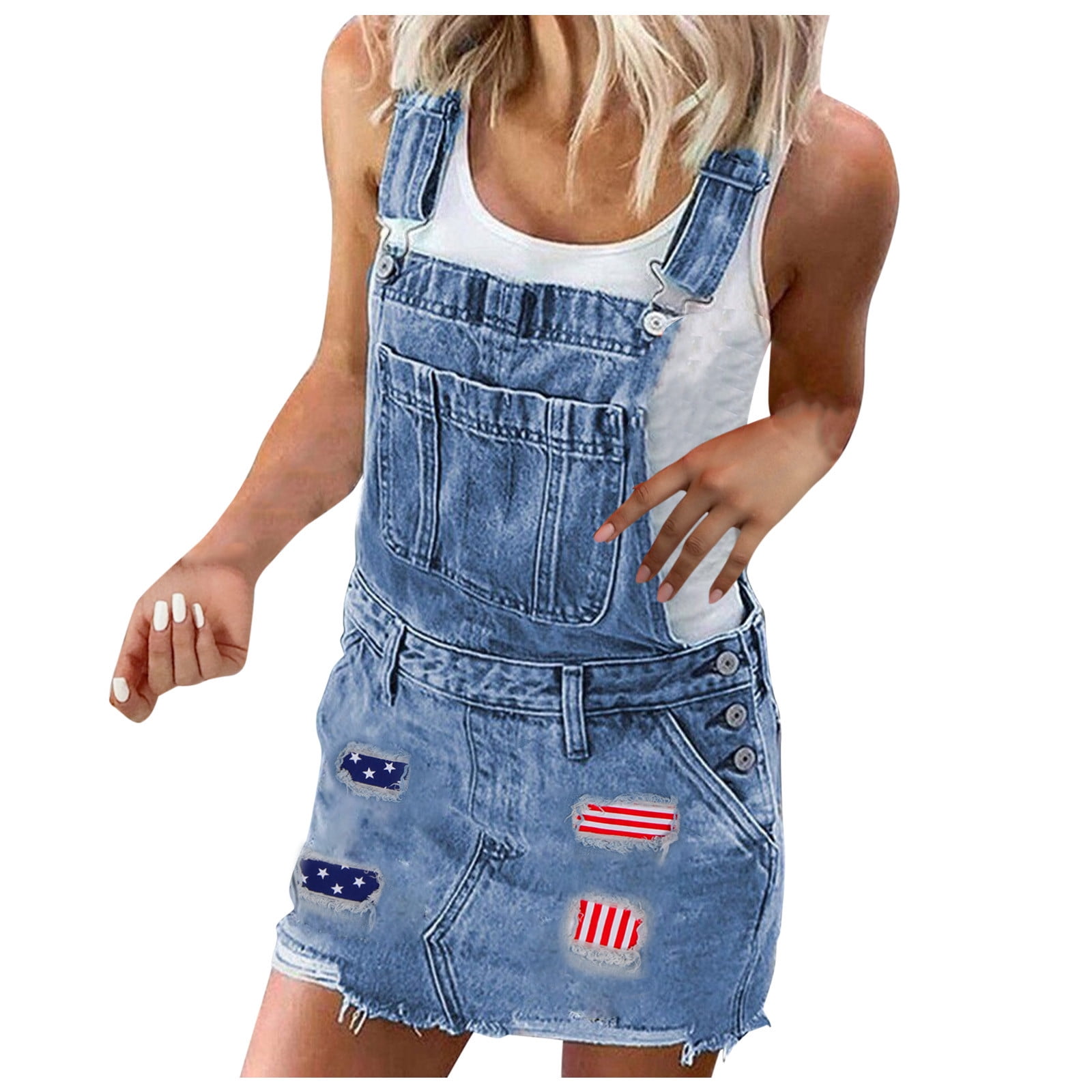 overall mini dress denim Edikted Overall Denim Mini Dress