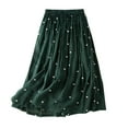 thumbnail image 1 of EINCcm Women's Elegant Polka Dot A-Line Skirt Boho Swing Pleated Linen Cotton Midi Long Skirt Elastic Waist Long Skirts, 1 of 6
