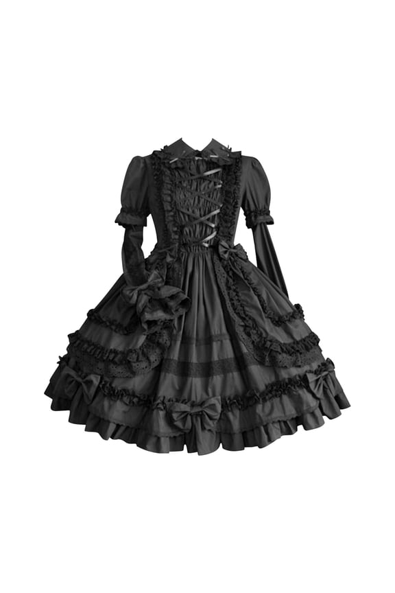Women's Gothic Mini Dresses Long Sleeve Princess Cosplay Sweet Lolita Dress