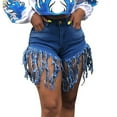 thumbnail image 1 of EINCcm Women's High Waisted Sexy Wrap Butt Denim Shorts Hem Fringe Jean Shorts, 1 of 8