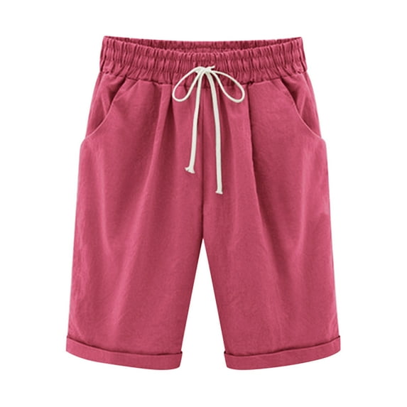 EINCcm Women's Knee Length Bermuda Shorts Elastic Waist Drawstring Casual 10" Long Shorts Loose Summer Beach Shorts
