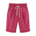 thumbnail image 1 of EINCcm Women's Knee Length Bermuda Shorts Elastic Waist Drawstring Casual 10" Long Shorts Loose Summer Beach Shorts, 1 of 3