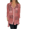 thumbnail image 1 of EINCcm Women's Letter Print Fashion Lapel Shirt Long Sleeve Print Button Down Shirts, 1 of 6