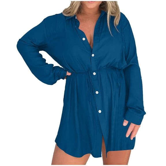 EINCcm Women's Long Sleeve Rompers Casual Button down Short Jumpsuits Summer Lapel V Neck Solid Onesie Shorts
