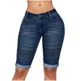thumbnail image 1 of EINCcm Women's Mid Rise Denim Short Shaping Pull on Shift Bermuda Jean Shorts, 1 of 2