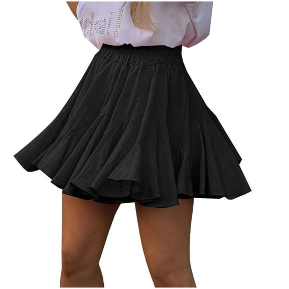 EINCcm Women's Pleated Skater Mini Skirt Casual High Waisted Ruffles Flared Lingerie Skirts for Women Trendy Summer