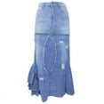 thumbnail image 1 of EINCcm Women's Retro Denim Skirts Exposure Button Zipper-Fly Full Length A-Line Fishtail Maxi Long Washed Denim Jean Skirt Split Hem Skirts, 1 of 5