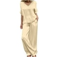 thumbnail image 1 of EINCcm Women's Satin 2 Piece Outfits Lounge Sets Casual Loose Short Sleeve Tops and Wide Leg Satin Pants Sets, 1 of 6