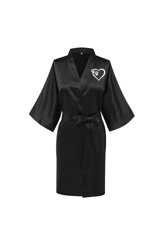 Women's Satin Kimono Robe for Bridesmaid and Bride Wedding Getting Ready Kimono Print Dressing Gown