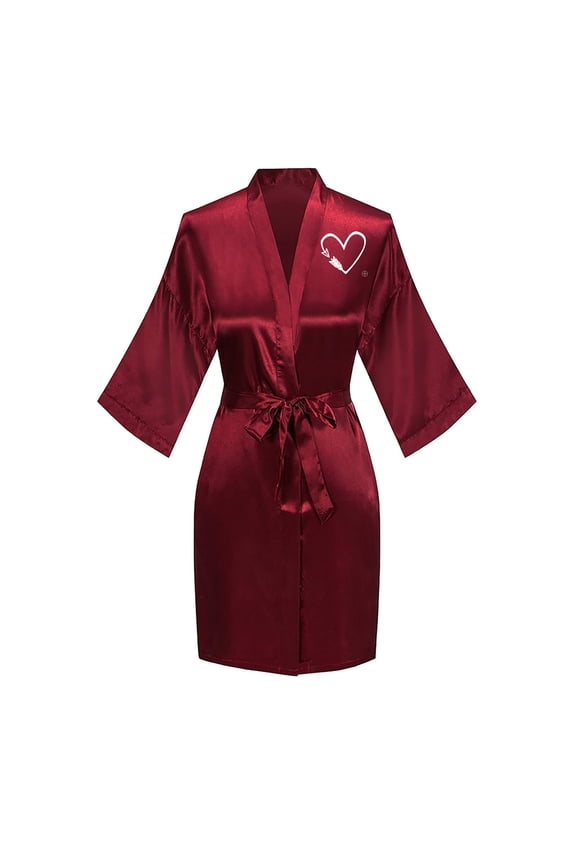 Women's Satin Kimono Robe for Bridesmaid and Bride Wedding Getting Ready Kimono Print Dressing Gown