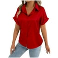 thumbnail image 1 of EINCcm Women's Satin Shirt Button Down Short Sleeves Collared Neck Casual Blouse Tops Shirts, 1 of 9
