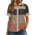 thumbnail image 1 of EINCcm Women's Shirts Short Sleeve Eyelet Lace Patchwork Collared V Neck Hollow Decor Elegant Shirt Button Down Tops, 1 of 5