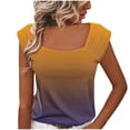 thumbnail image 1 of EINCcm Women's Square Neck Blouse Trendy Short Sleeve 2024 Summer Tunic Tshirts Casual Loose Fit Tops, 1 of 8