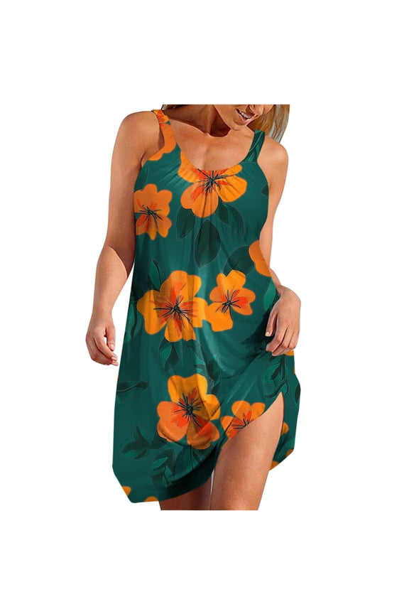 Women's Summer Casual Midi Sundress Sleeveless ShipMini Dress for Beach, Pool, and Resort Wear