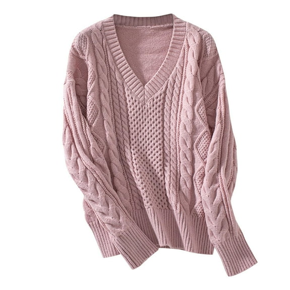 EINCcm Women's Sweater Casual V Neck Long Sleeve Knit Tops Fall Winter Pullover Knitwear Sweaters