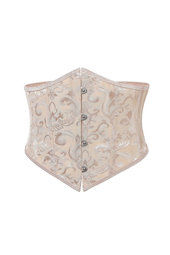 Women's Underbust Corset with Embroidery Pattern Waist Shaper Slimming Waist Jacquard Floral Push Up Boned Bustier Tops