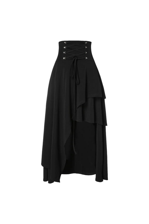 Women's Victorian Gothic Skirt Steampunk Vintage Style Skirts Midi Clothing Lace Skirt Irregular Skirt Fringe Skirt