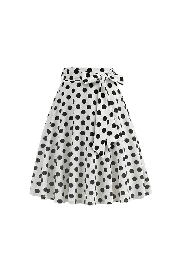 Women's Vintage Flared Midi Skirt 1950s Belted Short Skirt Floral Print A-Line Vintage Long Skirts