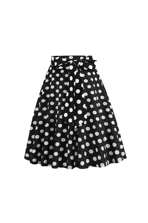 Women's Vintage Flared Midi Skirt 1950s Belted Short Skirt Floral Print A-Line Vintage Long Skirts