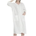 thumbnail image 1 of EINCcm Women's Waffle Robe Lightweight Bathrobe V Neck 3/4 Sleeve Zip Up Nightgown Zipper Housecoat Housecoat Sleepwear, 1 of 4