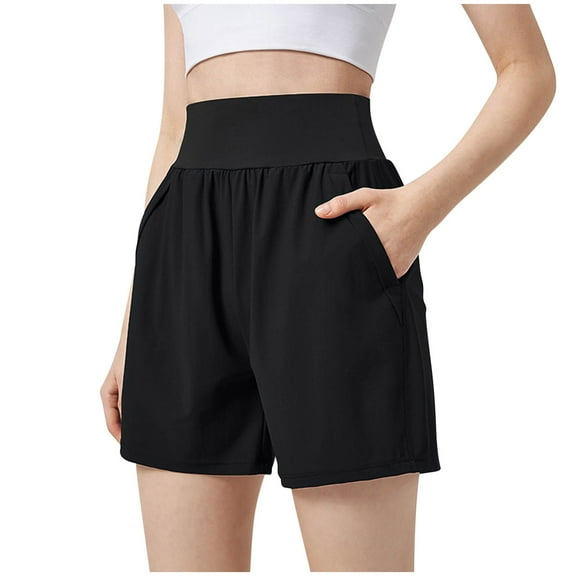 EINCcm Womens' 7" Long Running Athletic Shorts with Liner High Waist Workout Gym Quick Dry Soft Wide Leg Yoga Shorts with Pocket
