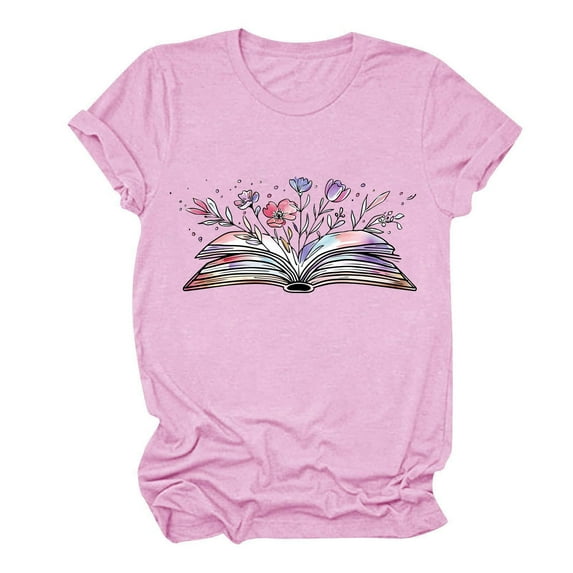 EINCcm Womens Book Lover Blouse Teacher Bookworm Reading Retro Floral Bookish Tshirts World Reading Day Tops
