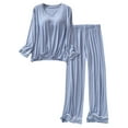 thumbnail image 1 of EINCcm Womens Built in Bra Pajamas Sets Casual Long Sleeve V Neck Nightshirts with Soft Modal Long Pants Sleepwear Lounge Set, 1 of 8