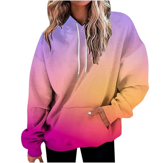 EINCcm Womens Neon Print Oversized Sweatshirt Drawstring Pullover Sweatshirt Trendy Sweater Tops Spring Fall Fashion Clothes