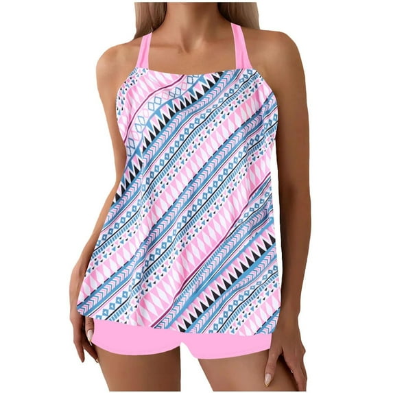 EINCcm Womens Plus Size Tankini Swimsuit Two Piece Bathing Suits Flowy Swim Tops with Boyleg Shorts Floral Print Bathing Suit Set