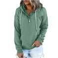 thumbnail image 1 of EINCcm Womens Spring Autumn Hooded Button Collar Drawstring Hooded Pullover Sweatshirts Casual Long Sleeve Tops Shirts, 1 of 7