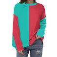thumbnail image 1 of EINCcm Womens Striped Oversized Sweater 2024 Crew Neck Long Sleeve Color Block Casual Loose Pullover Top, 1 of 3