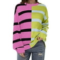 thumbnail image 1 of EINCcm Womens Striped Oversized Sweater 2024 Crew Neck Long Sleeve Color Block Casual Loose Pullover Top, 1 of 3