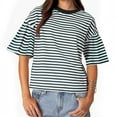 thumbnail image 1 of EINCcm Womens Striped T Shirts Loose Fit Crewneck Short Sleeve Tops Summer Casual Blouse Y2K Basic Tee Beach, 1 of 6
