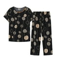 thumbnail image 1 of EINCcm Womens Summer Pajamas Sets 2024 Fashion Imitate Linen 2 Piece Pjs Set Crew Neck Short Sleeve Floral Print Sleepwear Loungewear Outfits, 1 of 3