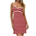 thumbnail image 1 of EINCcm Womens Summer Striped Mini Dress Casual Henley Scoop Neck Sleeveless Shirt Slim Fit Wrap Dresses, 1 of 5