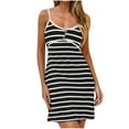 thumbnail image 1 of EINCcm Womens Summer Striped Mini Dress Casual Henley Scoop Neck Sleeveless Shirt Slim Fit Wrap Dresses, 1 of 5