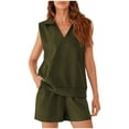 thumbnail image 1 of EINCcm Womens Summer Two Piece Outfits Lounge Sets Sleeveless V Neck Tee Shirts Tops and Shorts Tracksuit with Pockets, 1 of 9
