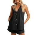 thumbnail image 1 of EINCcm Womens Summer Vacation Outfits Beach Sleeveless V Neck Casual Wear 2 Piece Short Sets Casual Tank Tops and Shorts, 1 of 8