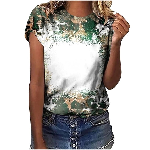 EINCcm Womens TShirtsTie Dye Bleached Tees Tops Crew Neck Short Sleeve Vintage Tshirts Funny Cute Blouse