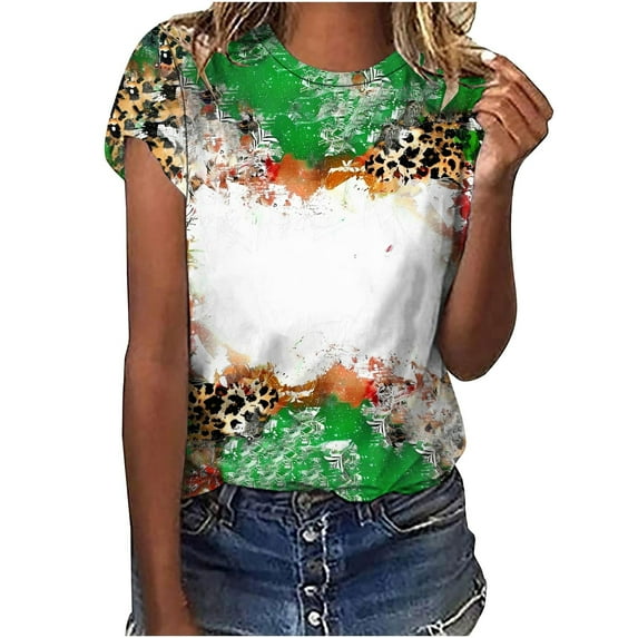 EINCcm Womens TShirtsTie Dye Bleached Tees Tops Crew Neck Short Sleeve Vintage Tshirts Funny Cute Blouse