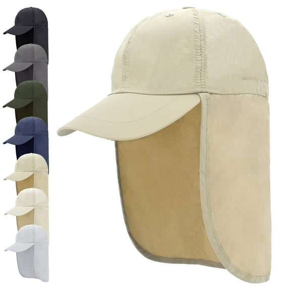 EINSKEY Baseball Cap with Neck Flap for Men, Waterproof Packable Sun Hat with Neck Cover (Khaki)