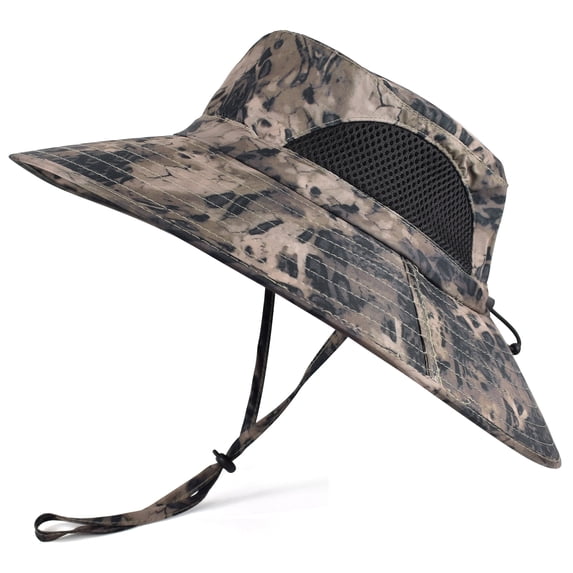 EINSKEY Camo Boonie Hat, Wide Brim Bucket Hat Sun Protection, Camouflage Safari Hat Khaki