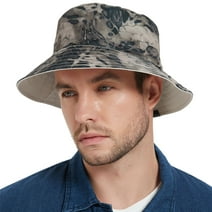 EINSKEY Camo Bucket Hat for Men Women, Reversible Cotton Sun Hat for Outdoor Beach Travel Golf Safari Fishing Hunting Hiking Beige