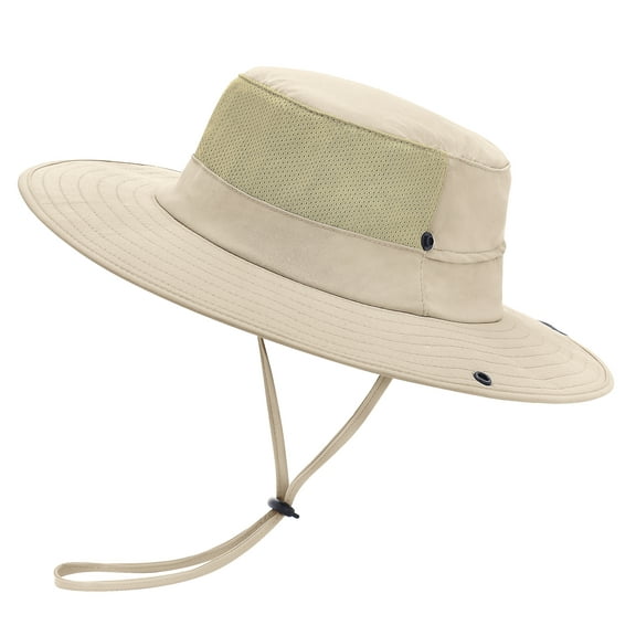 EINSKEY Cooling Bucket Hat for Men, Wide Brim Womens Sun Hat with Ponytail Hole (Beige)