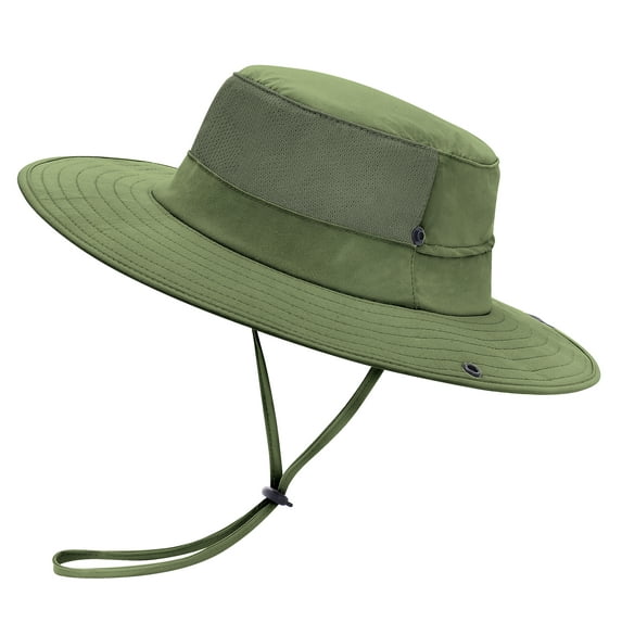 EINSKEY Cooling Bucket Hat for Men, Wide Brim Womens Sun Hat with Ponytail Hole (Green)